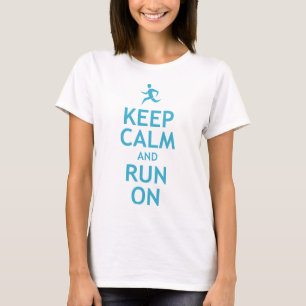 T-shirt Mantenha a calma e funcione-a em (o azul)