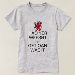 T-shirt Mantenha a calma e obtenha sobre com ela o leão &