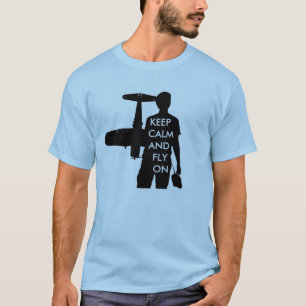 T-shirt Mantenha a calma e voe sobre