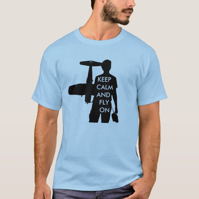 T-shirt Mantenha a calma e voe sobre (Frente)