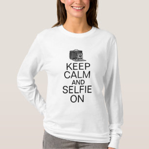 T-shirt Mantenha calma e selfie no Humor Selfie
