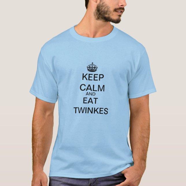 T-SHIRT MANTENHA CALMO E COMA TWINKES (Frente)