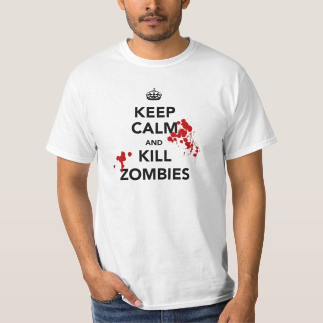 T-shirt mantenha zombis calmos e do matar (Frente)
