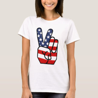 T-shirt Mão da paz da bandeira americana
