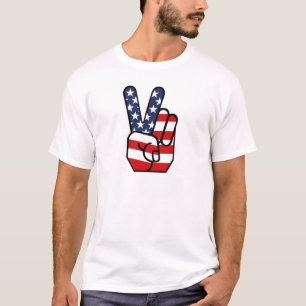 T-shirt Mão da paz da bandeira americana