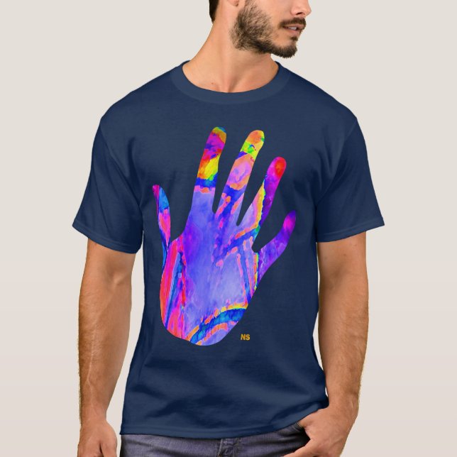 T-shirt Mão néon - Néon hand (Frente)