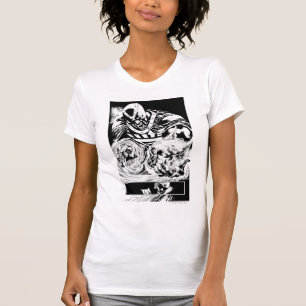 T-shirt Mão preta com painel 2 do crânio