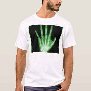 T-shirt Mão verde do esqueleto do raio X