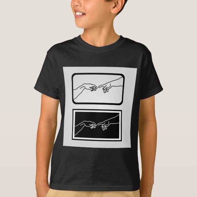 T-shirt Mãos que mostram a criação de Adam (Frente)