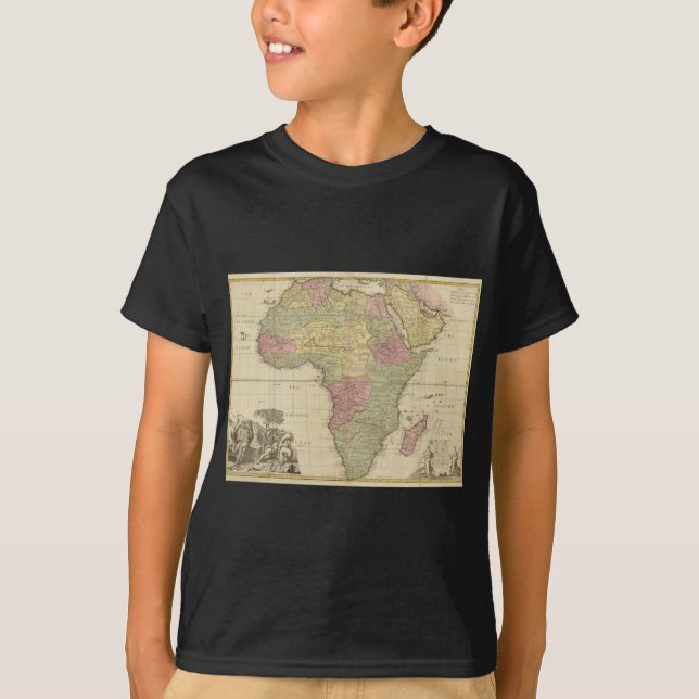 T-shirt Mapa 1725 de África do vintage (Frente)