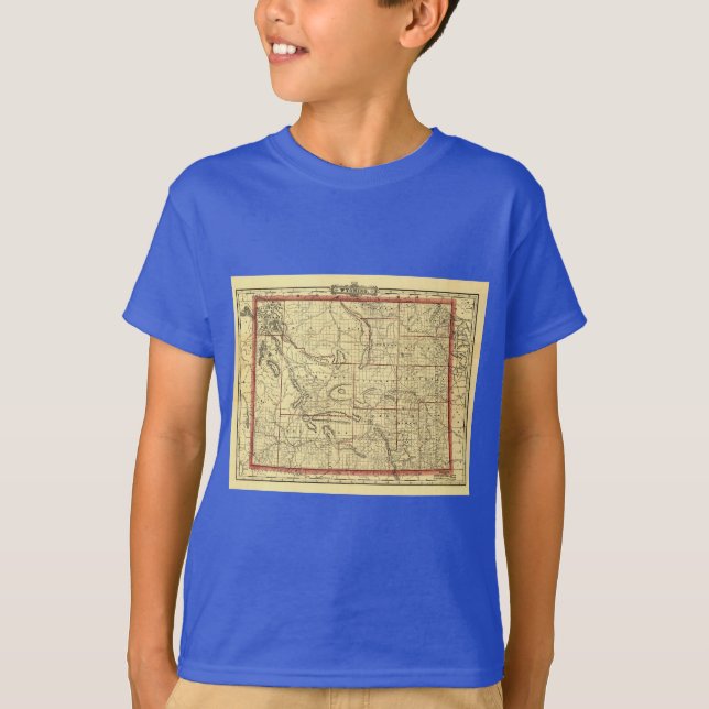 T-shirt Mapa 1895 de Wyoming (Frente)