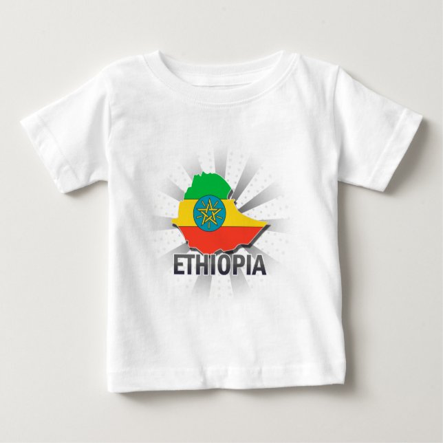 T-shirt Mapa 2,0 da bandeira de Etiópia (Frente)