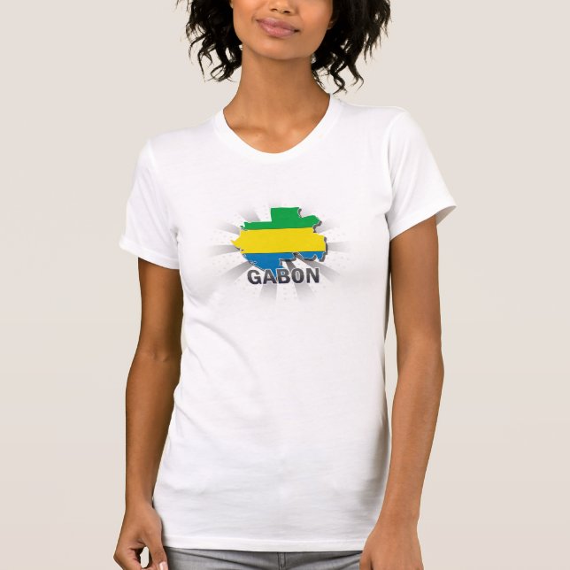 T-shirt Mapa 2,0 da bandeira de Gabon (Frente)