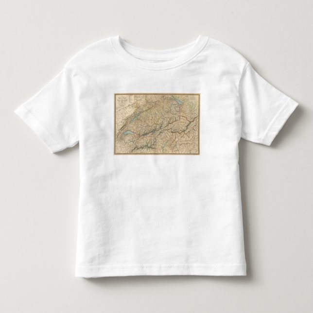 T-shirt Mapa 2 do atlas da suiça (Frente)