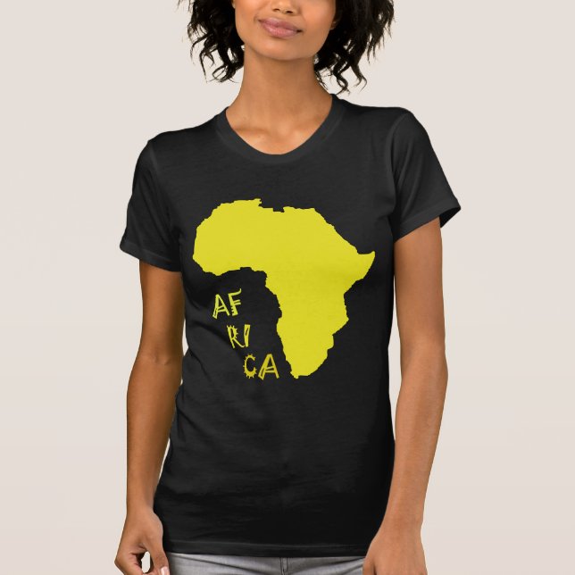 T-shirt Mapa Africano Amarelo Funky (Frente)