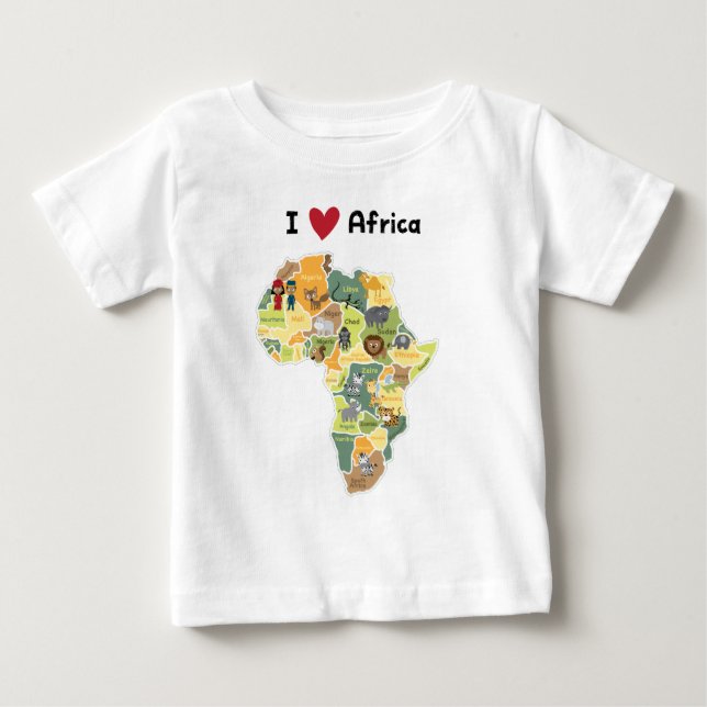 T-shirt Mapa africano do safari - coração África de I - (Frente)
