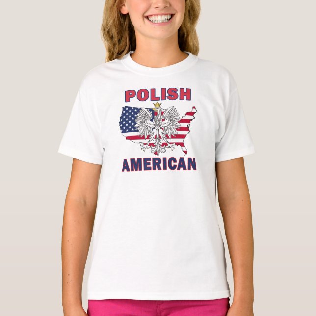 T-shirt Mapa americano polonês (Frente)