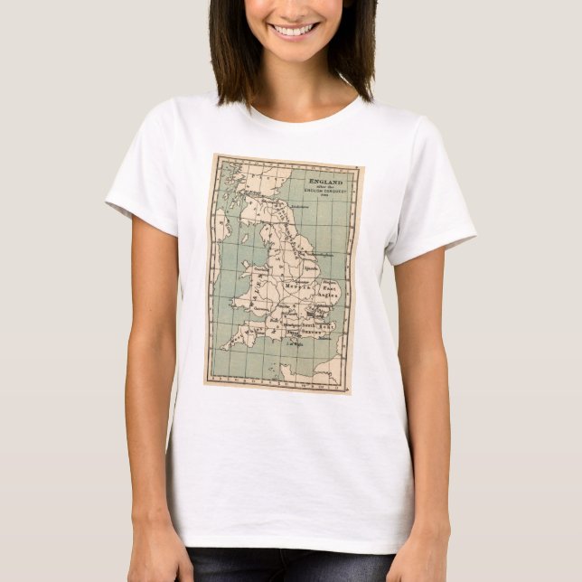 T-shirt Mapa antigo da Inglaterra (Frente)