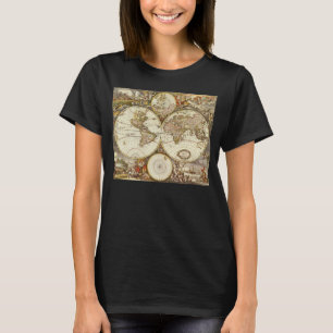 T-shirt Mapa Antigo do Mundo Antigo por Frederick de Wit, 