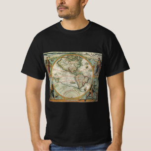 T-shirt Mapa antigo do mundo das Américas, 1597
