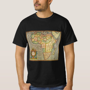 T-shirt Mapa Antigo do Mundo de Gerardus Mercator da Áfric