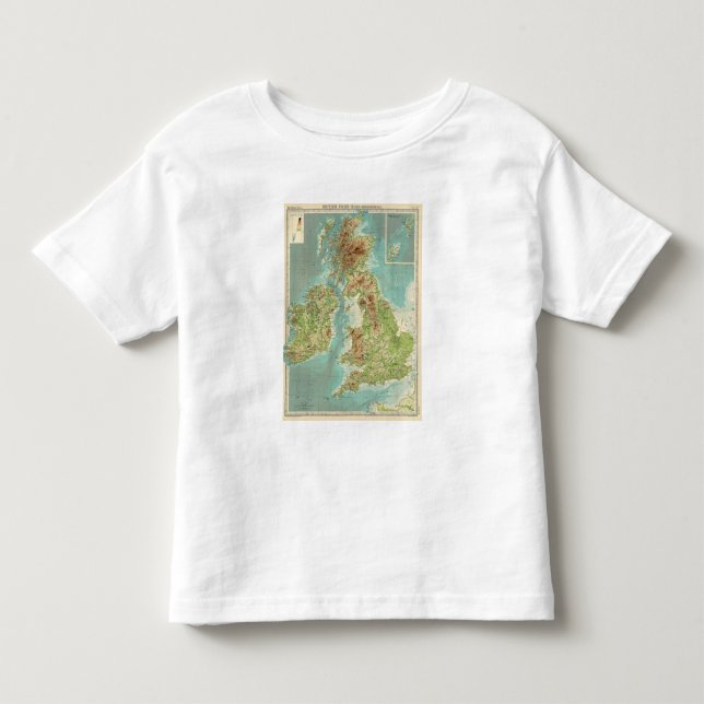 T-shirt Mapa bathyorographical das ilhas britânicas (Frente)