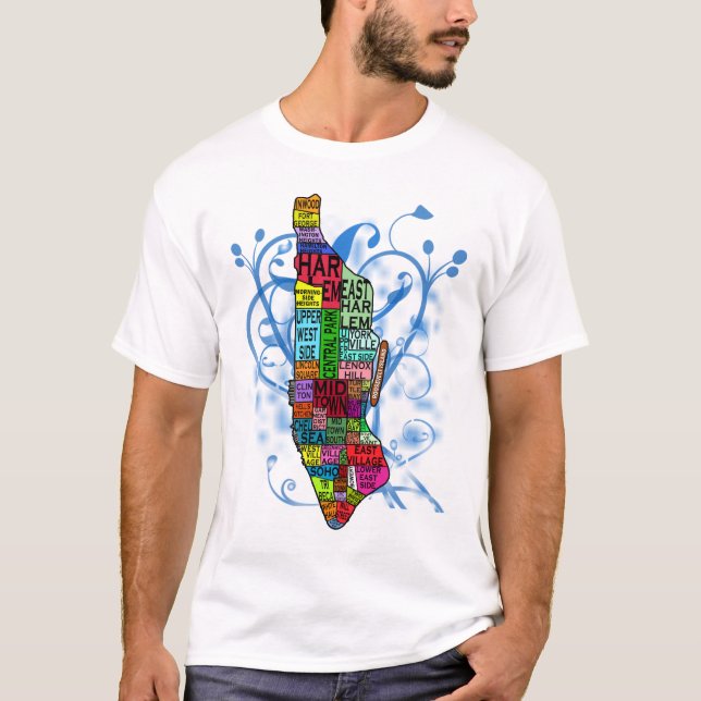 T-shirt Mapa codificado cor de Manhattan (Frente)