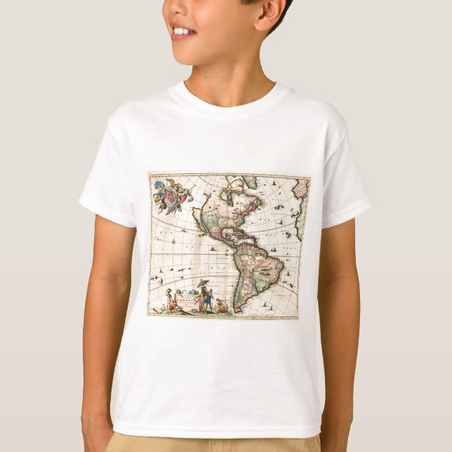 T-shirt Mapa da América de 1670 (Frente)