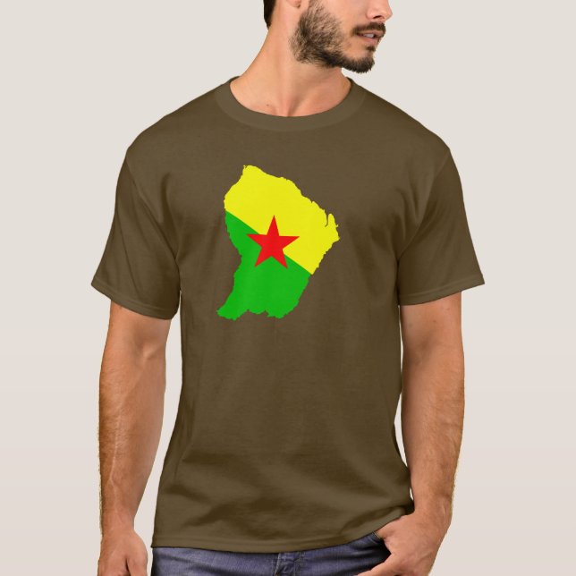 T-shirt Mapa da bandeira da Guiana Francesa (Frente)