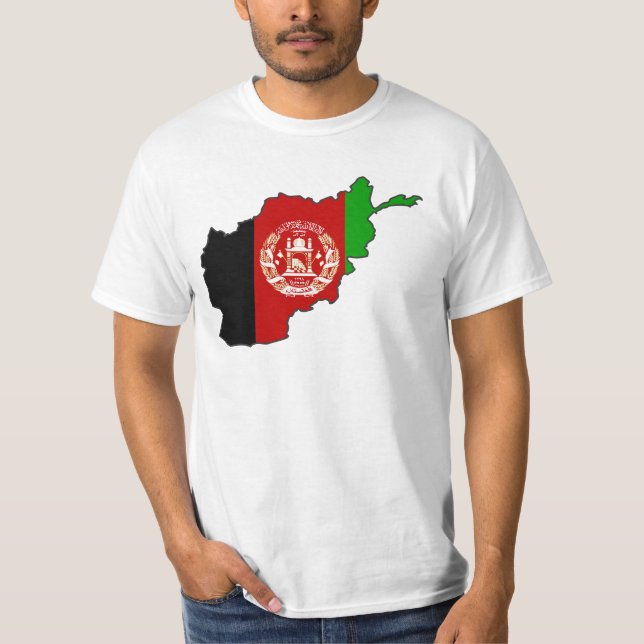 T-shirt Mapa da bandeira de Afeganistão (Frente)