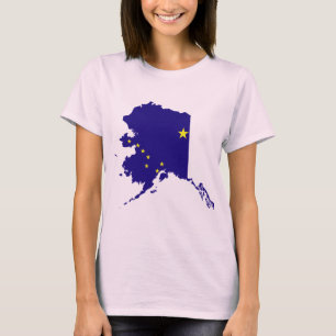 T-shirt Mapa da bandeira de Alaska
