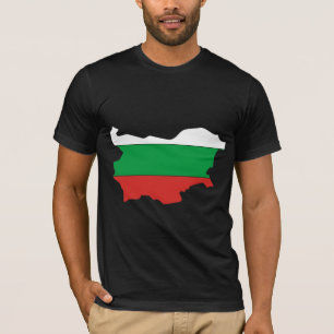 T-shirt Mapa da bandeira de Bulgária sem redução