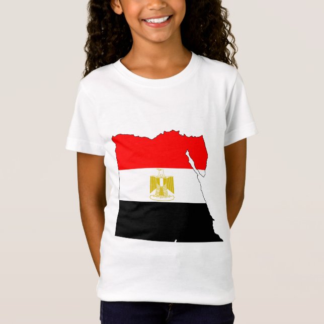 T-shirt Mapa da bandeira de Egipto sem redução (Frente)