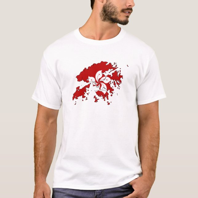 T-shirt Mapa da bandeira de Hong Kong sem redução (Frente)