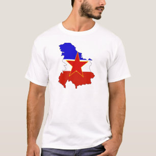 T-shirt Mapa da bandeira de Jugoslávia sem redução