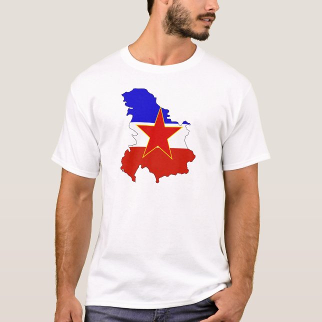T-shirt Mapa da bandeira de Jugoslávia sem redução (Frente)