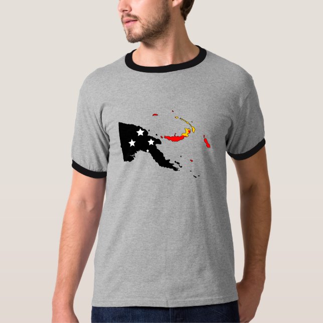 T-shirt Mapa da bandeira de Papuá-Nova Guiné sem redução (Frente)