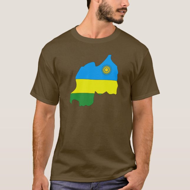 T-shirt Mapa da bandeira de Rwanda (Frente)