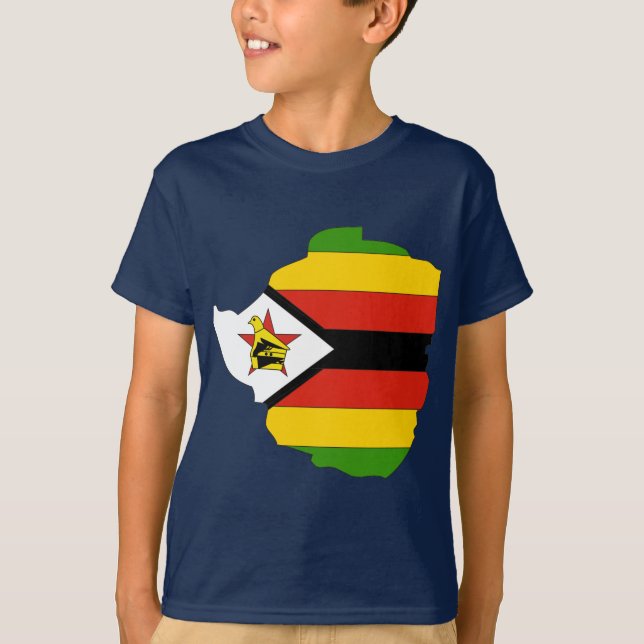 T-shirt Mapa da bandeira de Zimbabwe (Frente)