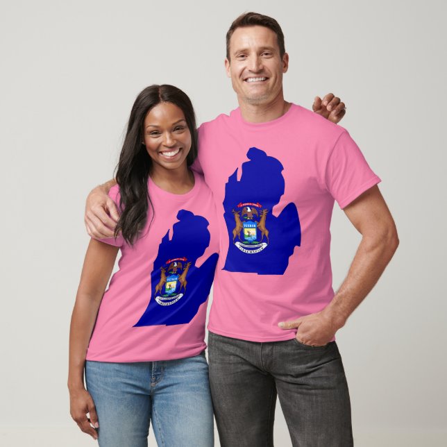 T-shirt Mapa da bandeira do Michigan (Unissex)