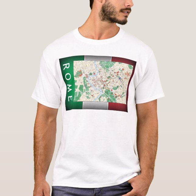 T-shirt Mapa da cidade de Roma (Frente)