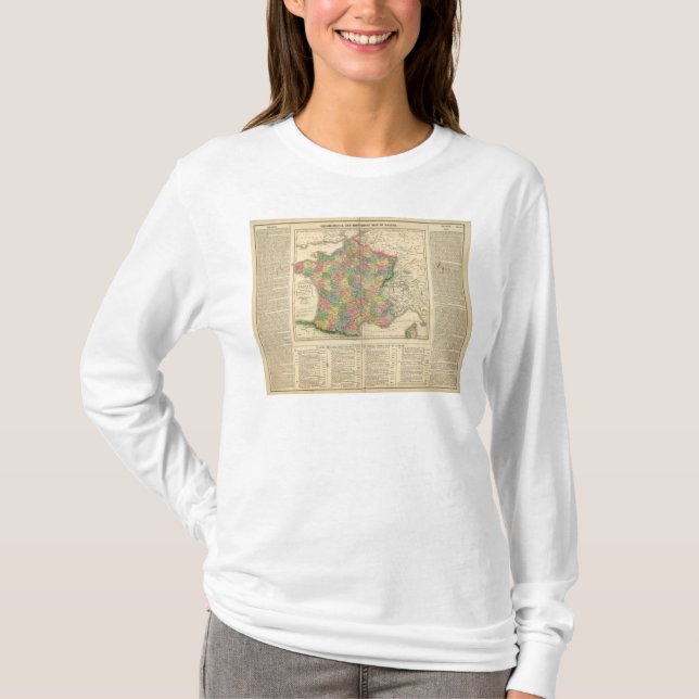 T-shirt Mapa da cronologia de France (Frente)