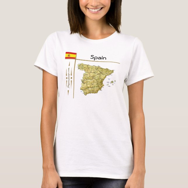 T-Shirt Mapa da Espanha + Bandeira + Título (Frente)