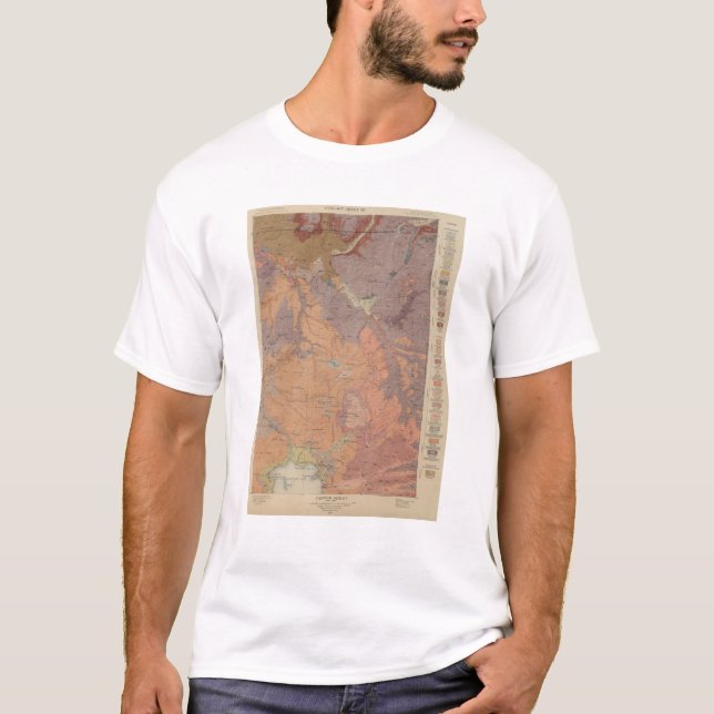 T-shirt Mapa da geologia, peça nacional de Yellowstone, (Frente)