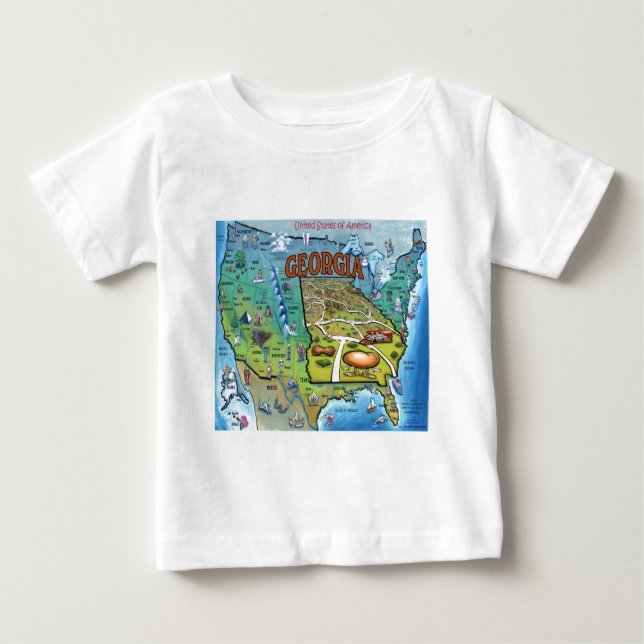 T-shirt Mapa da Geórgia EUA (Frente)