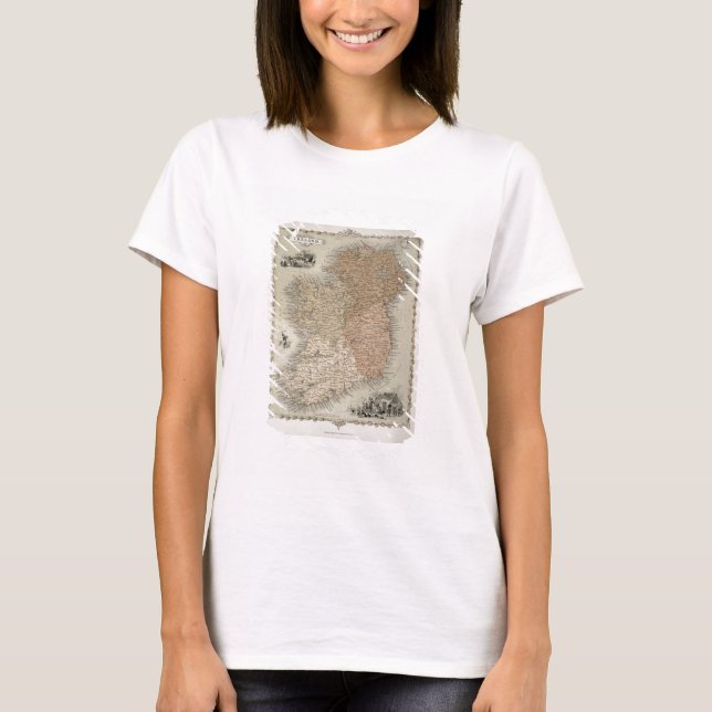T-shirt Mapa da Irlanda, publicado em c.1850 (texto origin (Frente)