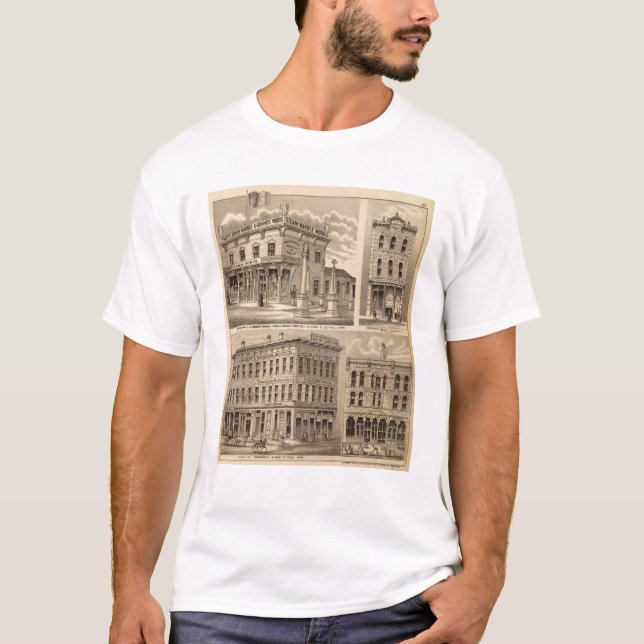 T-shirt Mapa da litografia de St Paul, Minneapolis, (Frente)