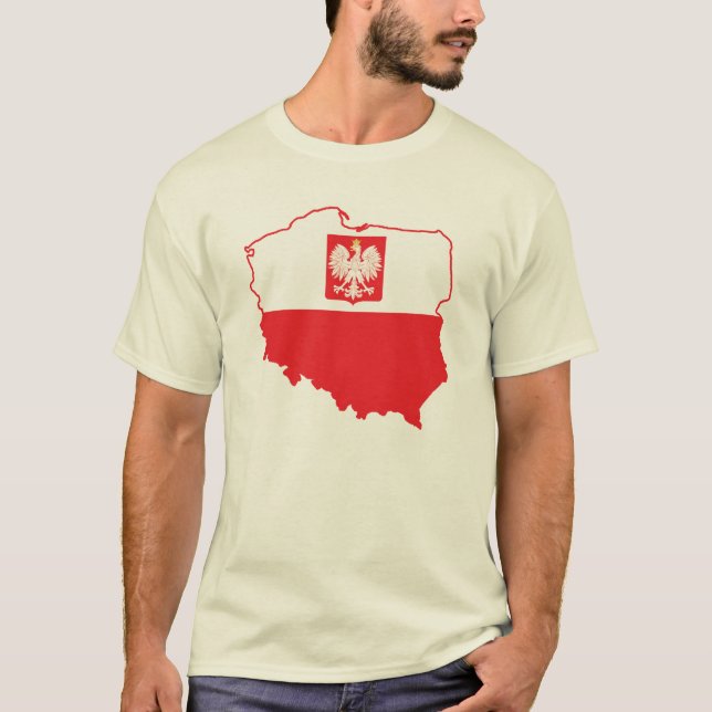 T-shirt Mapa da Polônia em Cores Polonesas (Frente)