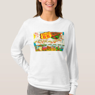 T-shirt Mapa da rota 66 de Los Angeles a Chicago