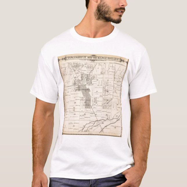 T-shirt Mapa da seção de T17S R23E Tulare County (Frente)